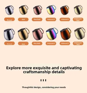Various sizes of 304 stainless steel milk pitchers in gold, silver and rose gold colors