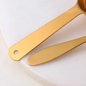 Brushed gold 304 stainless steel measuring spoons for coffee and baking with hanging hole