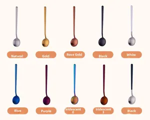 Detailed array of 304 stainless steel coffee stirrers in 10 different matte color finishes