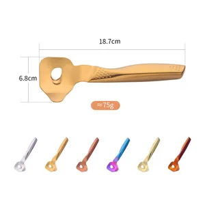 Stainless steel noodle knife in various metal finishes with size dimensions display