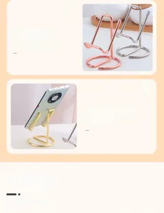 Detail of creative metal phone stand showing seamless one-piece molding and three finishes