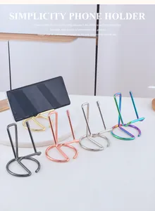Minimalist metal phone holder stand in five color options for stable desktop support