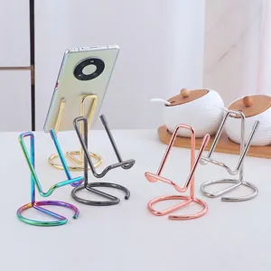 Universal Metal Desktop Phone Tablet Stand Minimalist Electroplated Iron Art Mobile Phone Holder For Office Home Desk