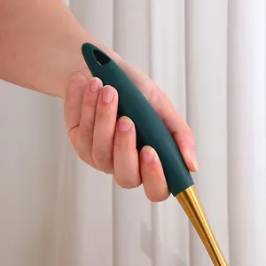 Deep green and gold stainless steel kitchen utensil set with ergonomic non-slip handles