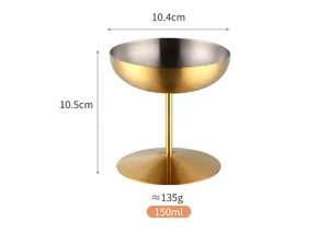 Close-up of 150ml gold stainless steel dessert cup with dimensions 10.4x10.5cm