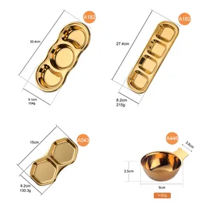 Détails des coupelles à sauce en acier inoxydable doré 304 avec dimensions précises