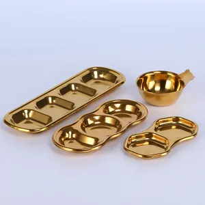 Lot de bols à trempette et coupelles à condiments en acier inoxydable 304 doré pour pot-au-feu