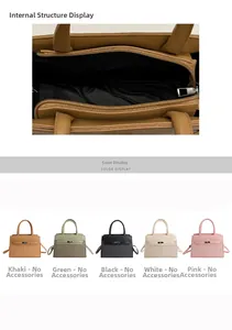 Macro shot of internal zipper pocket and color selection of minimalist square handbags