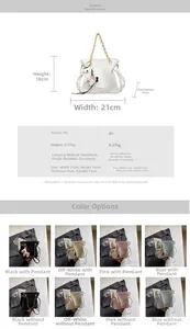 Detailed size specifications for quilted chain bucket bag with horse charm
