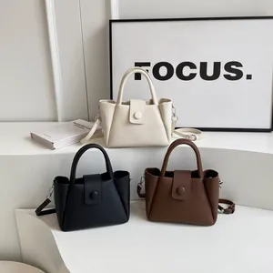 Damen Gekörntes PU Leder Eimertasche Koreanischer Stil Handtasche Schulter Umhängetasche Einfache Kleine Tote Handtasche Für Den Alltag
