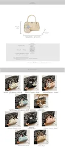 Detailed size specifications and color options for the PU leather Boston handbag