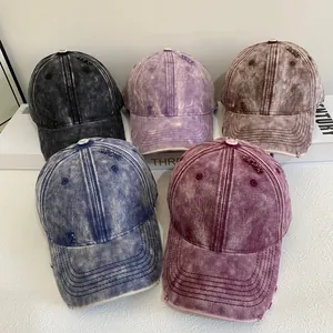 Vintage Washed Distressed Baseballkappe Für Damen Herren Großer Kopfumfang Distressed Hole Style Breite Krempe Verstellbarer Sonnenhut