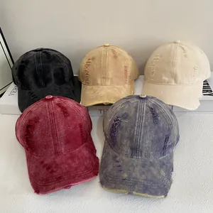 Amerikanische Vintage Gewaschene Distressed Baseballkappe Unisex Streetwear Verstellbarer Sonnenhut Retro Dad Hat Für Outdoor Casual Alltag