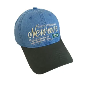 Contrast denim baseball cap with Newwave embroidery and wide brim for unisex style