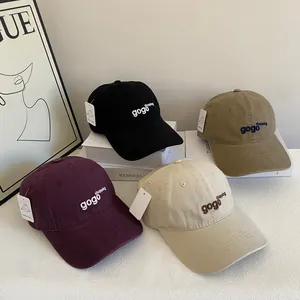 Vintage cotton baseball caps with gogo shopping embroidery in multiple colors