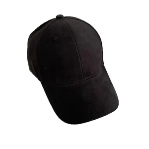 Klassische schwarze Baseballkappe aus gewaschener Baumwolle mit gebogenem Schirm für Unisex