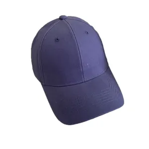 Gorra de béisbol clásica azul marino de algodón con corona alta y visera curva
