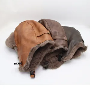 Plush faux fur aviator trapper hats in three colors with windproof buckles for winter