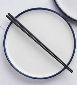 Detail of 23cm black 304 stainless steel chopstick with SUS304 engraving and matte finish