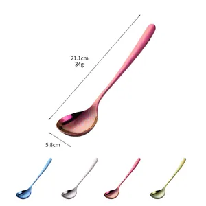 Cuillère à soupe légère en titane pur aux reflets colorés pour cuisine et extérieur