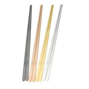 Lot de baguettes en acier inoxydable 304 en argent, or, or rose et noir élégant