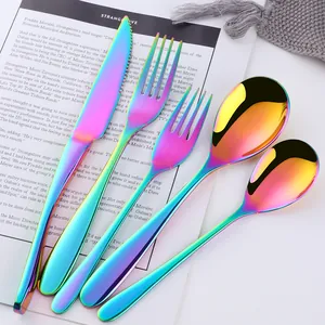 304 Stainless Steel Cutlery Collection Knife Fork Spoon Steak Tableware Mirror Polished Modern Hotel Home Kitchen Flatware