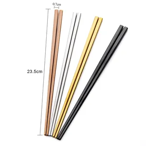 Baguettes en acier inoxydable poli miroir de 23,5cm en or, rose, argent et noir