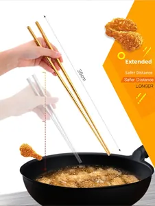 36cm extra long stainless steel frying chopsticks for a safer distance from hot oil