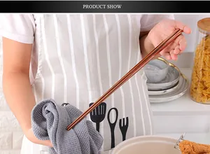 Close-up of 36cm rose gold stainless steel long chopsticks with anti-slip textured tips