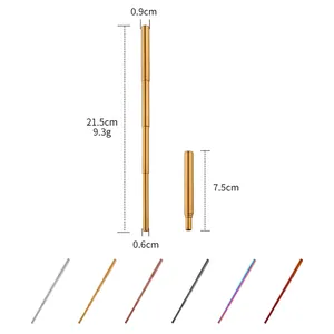 Portable telescopic 304 stainless steel straw set in multiple colors with 21.5cm length