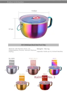 Detailed view of 304 stainless steel food container dimensions and material specifications