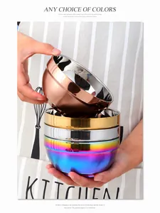 Polished stainless steel bowls in rose gold, gold, silver and rainbow colors