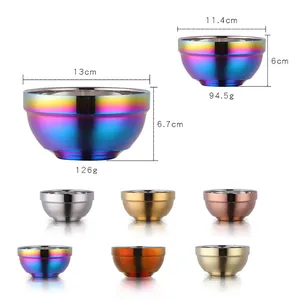 Double-layer insulated 304 stainless steel bowls in six metallic colors and two sizes