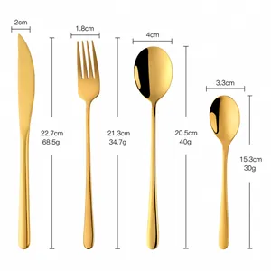 Polished 304 stainless steel 4-piece cutlery set with knife, fork and spoons