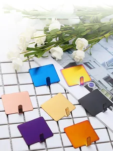 Strong adhesive stainless steel wall hooks shown in seven vibrant metallic colors