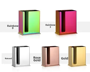 Dual-compartment stainless steel holders in iridescent, silver, rose gold and gold finishes
