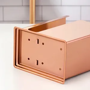 Rose gold stainless steel 2-compartment wall-mounted utensil holder with drainage holes