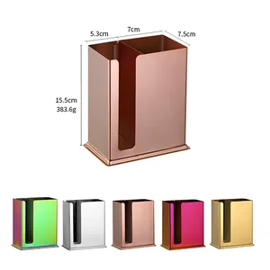 Polished stainless steel dual-compartment organizer in five metallic finish colors