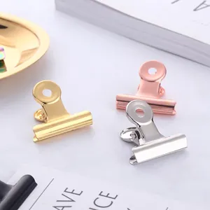 Metallic binder clips in gold rose gold and silver finish for office and school supplies