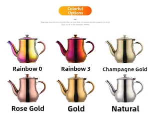 Macro view of stainless steel oil dispensers in rainbow, gold, and rose gold finishes