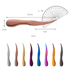 Multicolor stainless steel shrimp knife set with ergonomic curved handle and 60-degree angle