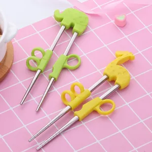 Lernstäbchen für Kinder aus Edelstahl 304 mit niedlichen Elefanten- und Giraffenmotiven