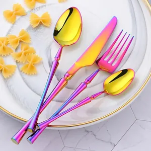 304 Stainless Steel Tableware Kit Mirror Polished Knife Fork And Spoons Modern Western Dining Cutlery Home Restaurant Gift