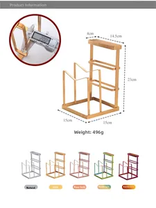 Detail showing dimension specs and color variants of stainless steel knife holder stand