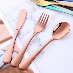 304 Stainless Steel Kids Cutlery Set Knife Fork And Spoon Mirror Polished Colorful Dining Tableware For Children School Gift