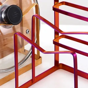 Multicolor stainless steel kitchen rack for pot lids and knives with gradient finish