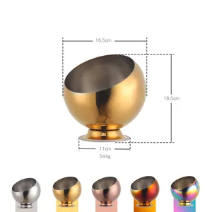 Spherical stainless steel seasoning jar in assorted colors for buffet and catering use