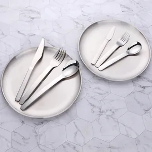 Ensemble de Vaisselle Occidentale en Acier Inoxydable 304 de Style Japonais Polissage Miroir Couteau Fourchette Cuillère Avec Assiette Pour Maison Restaurant Couverts en Argent