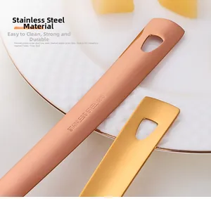 Detail of 18/0 stainless steel kitchen tool handle in gold and rose gold finish