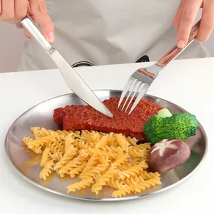 Set de couverts en acier inoxydable 304 avec assiette, couteau et fourchette